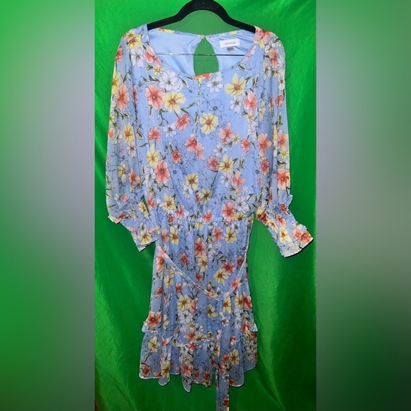 Calvin Klein Floral Blue Dress size 14W - Picture 3 of 9